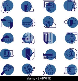 Sicherheitsnetzwerk, Abbildung, Vektor auf weißem Hintergrund. Stock Vektor