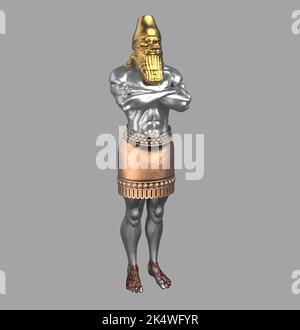 König Nebukadnezars Traumstatue (Daniels Prophezeiungen) 3D Illustration Stockfoto