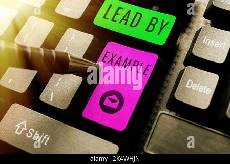 Text, der Inspiration zeigt, mit gutem Beispiel vorangehen. Internet-Konzept Mentor sein Führer Befolgen Sie die Regeln Geben Sie Beispiele Coach Stockfoto