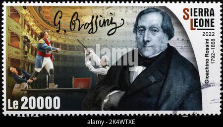 Gioachino Rossini Porträt auf afrikanischer Briefmarke Stockfoto