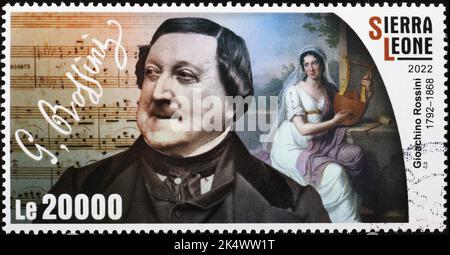 Porträt von Gioachino Rossini auf Briefmarke Stockfoto