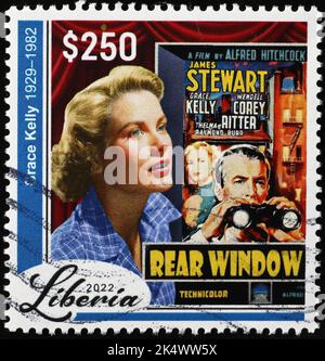 Grace Kelly im Film „Heckfenster“ auf Briefmarke Stockfoto