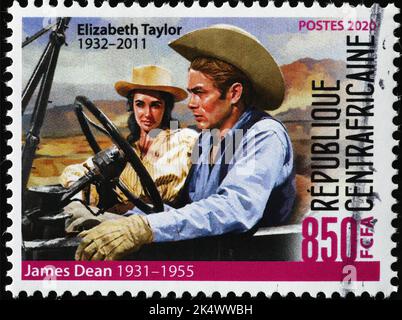 James Dean und Elizabeth Taylor auf Briefmarke Stockfoto