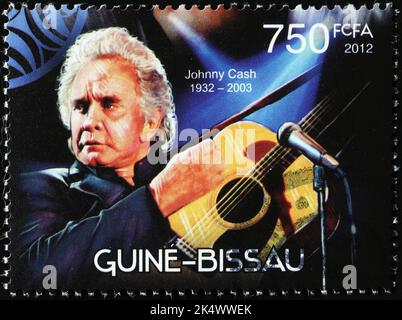 Johnny Cash auf Briefmarke von Guinea Bissau Stockfoto