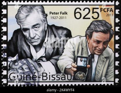 Peter Falk als Columbo auf afrikanischer Briefmarke Stockfoto