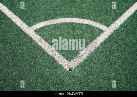 Von oben Ansicht der Linien im Fußballfeld Stockfoto