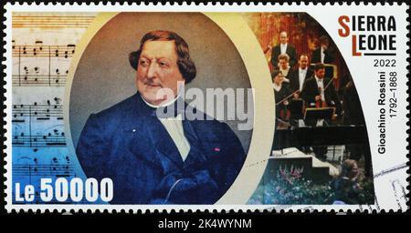 Porträt von Gioachino Rossini auf Briefmarke Stockfoto