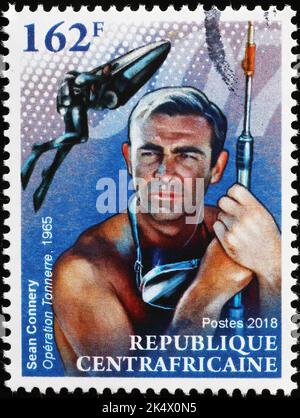 Sean Connery als James Bond auf afrikanischer Briefmarke Stockfoto