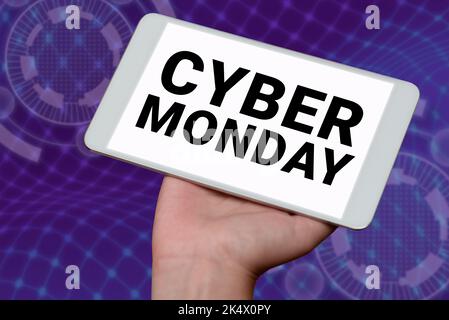 Schreiben Anzeige Text Cyber Monday. Business Overview ein Tag, an dem E-Commerce-Websites ein besonderes Angebot für Käufer bieten Stockfoto