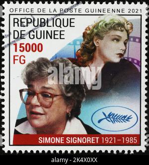 Simone Signoret Portraits auf Briefmarke Stockfoto