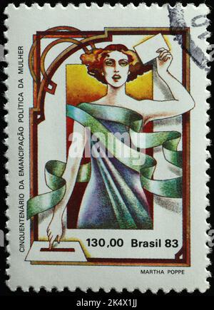 Frauenwahlrecht auf brasilianischer Briefmarke gefeiert Stockfoto