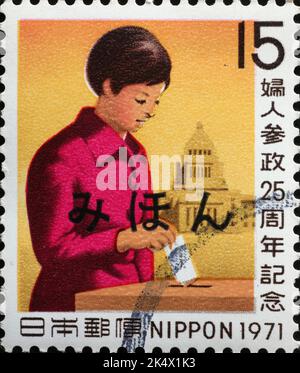 Frauenwahlrecht auf japanischer Briefmarke gefeiert Stockfoto