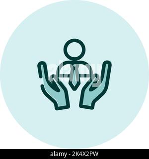 Mitarbeiterversicherung, Illustration, Vektor auf weißem Hintergrund. Stock Vektor