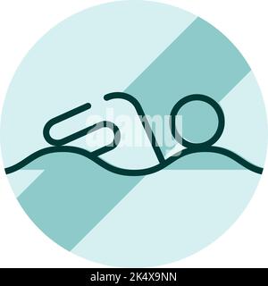 Warnschild kein Schwimmen erlaubt, Illustration, Vektor auf weißem Hintergrund. Stock Vektor