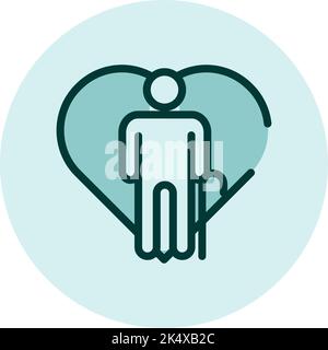 Altenpflege, Illustration, Vektor auf weißem Hintergrund. Stock Vektor