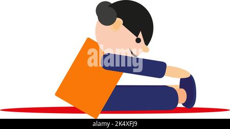 Yoga Asana sitzend Neigung zu den Beinen, Illustration, Vektor auf weißem Hintergrund. Stock Vektor