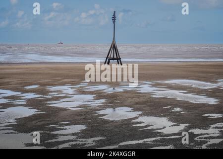 02.10.2022 Crosby, Liverpool. Merseyside, Großbritannien die Mersey-Mündung vom Sefton-Küstenpfad in der Nähe von Brundlesands Stockfoto