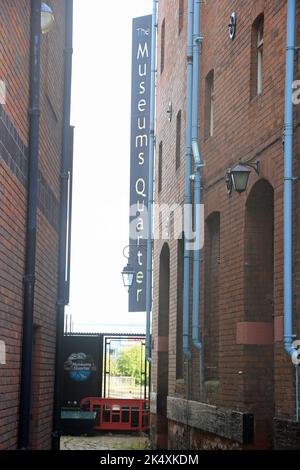 Museum Quarter Schild in der Altstadt von Hull, Großbritannien Stockfoto