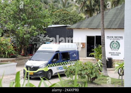 Polizeistation in Bocagrande in Cartagena Stockfoto