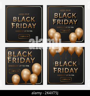 Black friday Werbeaktion Designs Illustration Set Stock Vektor