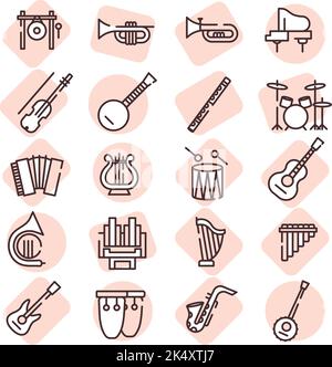 Musikinstrumente, Illustration, Vektor auf weißem Hintergrund. Stock Vektor