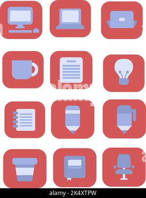 Büromaterial, Illustration, Vektor auf weißem Hintergrund. Stock Vektor