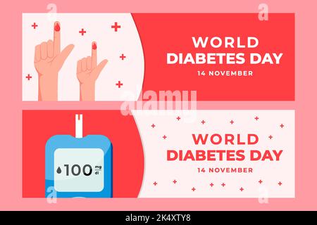 Horizontales Banner für den Weltdiabetestag Stock Vektor
