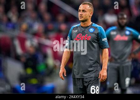 AMSTERDAM, NIEDERLANDE - 4. OKTOBER: Stanislav Lobotka von Neapel während des UEFA Champions League-Spiels zwischen Ajax und Napoli in der Johan Cruijff Arena am 4. Oktober 2022 in Amsterdam, Niederlande (Foto von Patrick Goosen/Orange Picics) Credit: Orange Pics BV/Alamy Live News Stockfoto