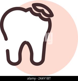 Gebrochener Zahn, Illustration, Vektor auf weißem Hintergrund. Stock Vektor