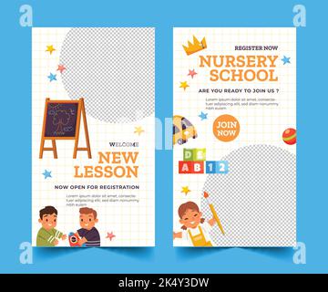 Handgezeichnete Kindergarten Banner Vektor Design Illustration Stock Vektor