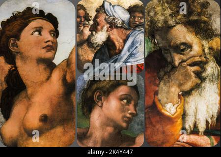 Einige Details des berühmten Meisterwerks - die Schöpfung Adams durch Michelangelo in der Sixtinischen Kapelle, Vatikan, Rom, Italien Stockfoto