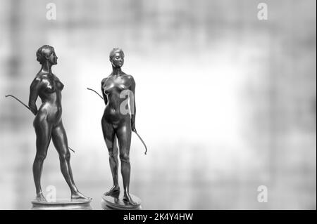 Darstellung authentischer Statuen des antiken Roms von Diana, der Göttin der Jagd, Jungfrauen und Geburt Stockfoto