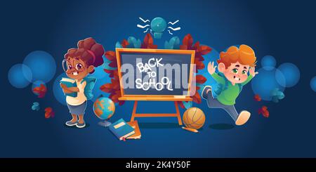Cartoon Back School Hintergrund Vektor Design Illustration Stock Vektor
