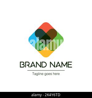 Quadratisches Logo mit vier Farben, die den Buchstaben X oder Kreuz bilden, kreatives Unternehmenskonzept mit vier Werten. Marketingelement. Markenidee. Stock-Vektor-Abb. Stock Vektor