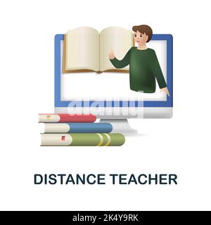 Symbol „Distance Teacher“. 3D Illustration aus der E-Learning-Sammlung. Creative Distance Teacher 3D Symbol für Webdesign, Vorlagen, Infografiken und mehr Stock Vektor
