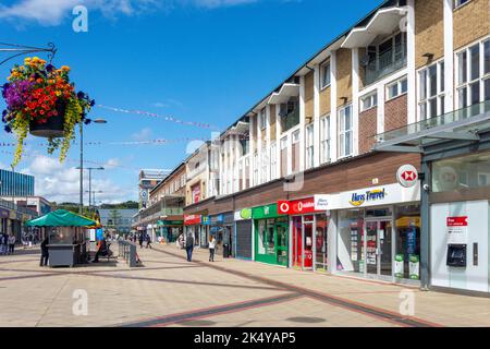 Marktstände, Corporation Street, Corby, Northamptonshire, England, Vereinigtes Königreich Stockfoto