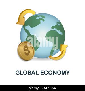 Symbol „Weltwirtschaft“. 3D Illustration aus wirtschaftlicher Sammlung. Creative Global Economy 3D Symbol für Webdesign, Vorlagen, Infografiken und mehr Stock Vektor