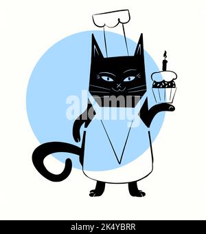 Niedlicher Koch mit Geburtstagskuchen, humorvoller Vektor-Cliparts Stock Vektor