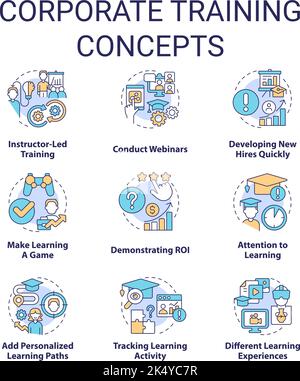 Symbole für das Corporate Training Concept gesetzt Stock Vektor