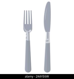 Messer und Gabel, Farbvektor-Illustration im Cartoon-Stil. Stock Vektor