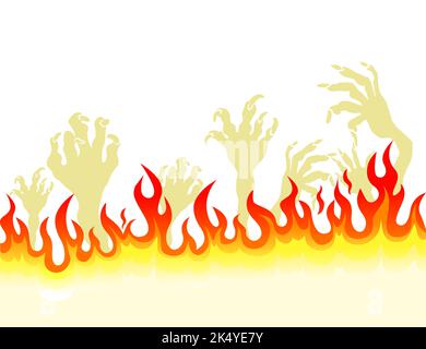 Frohe Halloween. Brennende Flammen und Monster Hände. Vektorgrafik Stock Vektor