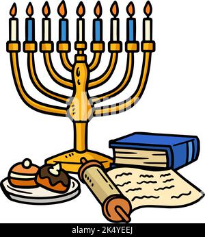 Hanukkah Menorah Cartoon Coloured Clipart Stock Vektor