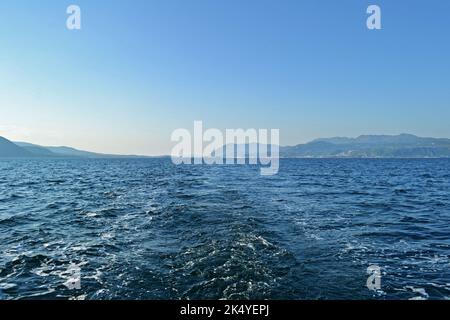 Lefkada Insel mit dem Segelboot verlassen und nach Preveza fahren. Stockfoto