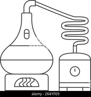 Destillationssymbol. Symbol der Prozesslinie für die Getränkeherstellung Stock Vektor