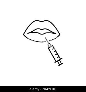 Lineares Symbol für Neurotoxinjektion. Lippen Neurotoxin Injektion. Symbole für dünne Linien. Isolierte Vektordarstellung. Bearbeitbare Kontur Stock Vektor