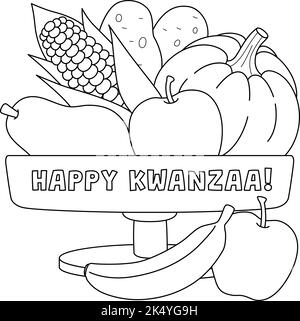 Happy Kwanzaa Mazao Isolierte Malseite Stock Vektor