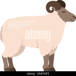 RAM-Symbol. Cartoon-Bauernhof Tier. Lustige Schafe Stock Vektor