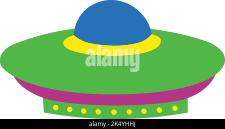 Alien-Raumschiff-Symbol. Grünes ufo. Symbol für Weltraumforschung Stock Vektor