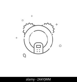 Einfaches Vektorliniensymbol für Roboter-Staubsauger. Symbol, Piktogramm, auf weißem Hintergrund isoliertes Zeichen. Bearbeitbare Kontur. Linienstärke anpassen. Stock Vektor