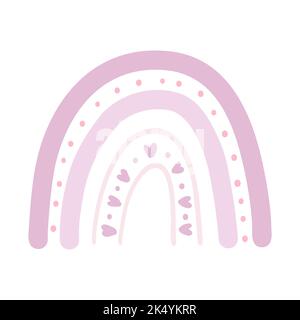 Hand gezeichnet niedlichen Cartoon Regenbogen. Vektor-Illustration des modernen skandinavischen Regenbogens, Kinder-Design-Element für Poster, Stoffdruck, Karte, Kinderkleidung. Stock Vektor